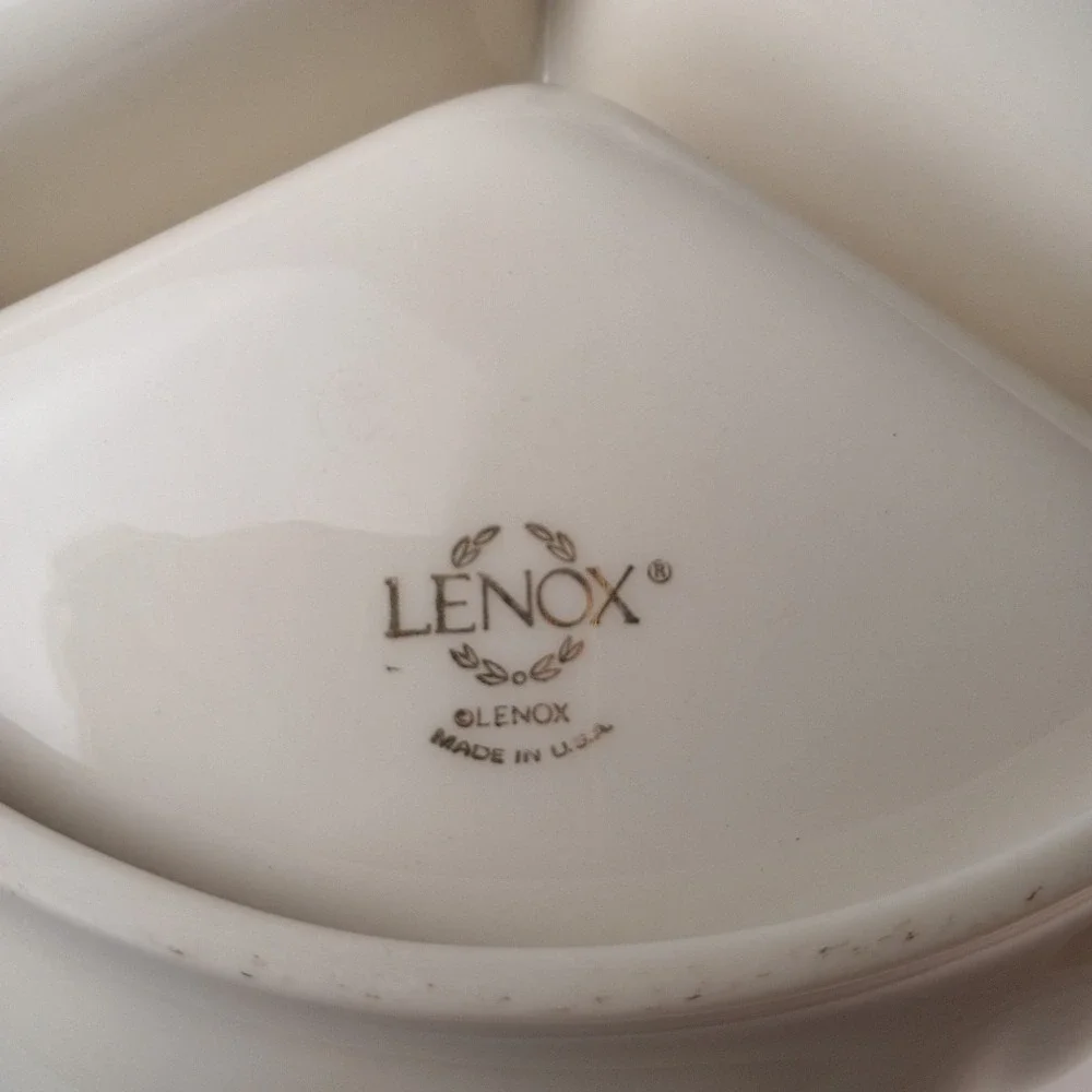 Lenox Symphony 3 Part Scalloped Serving Bowl Ivory 24K Gold Rim 8